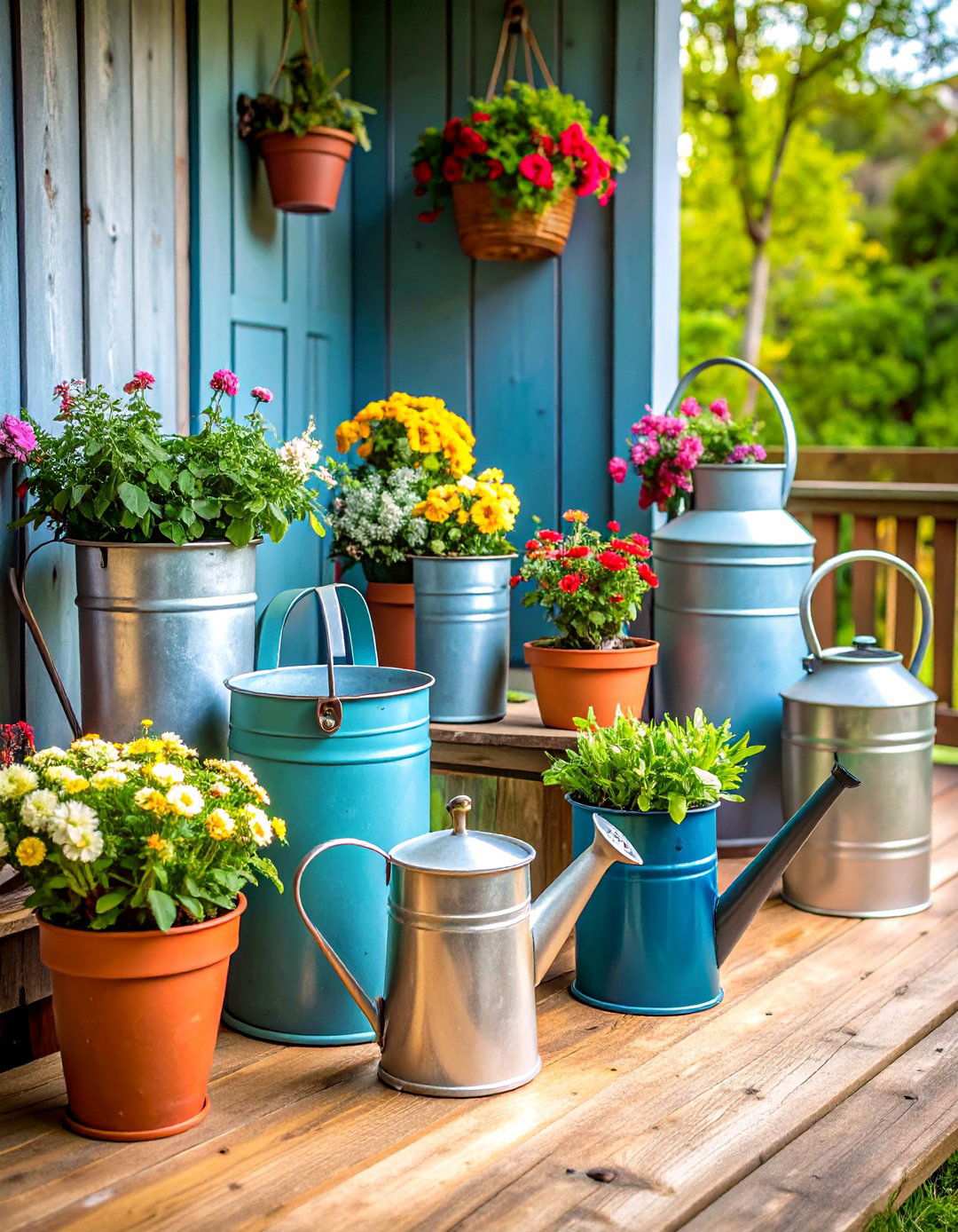 Galvanized Metal Accent Elements - 24 Rustic Front Porch Ideas