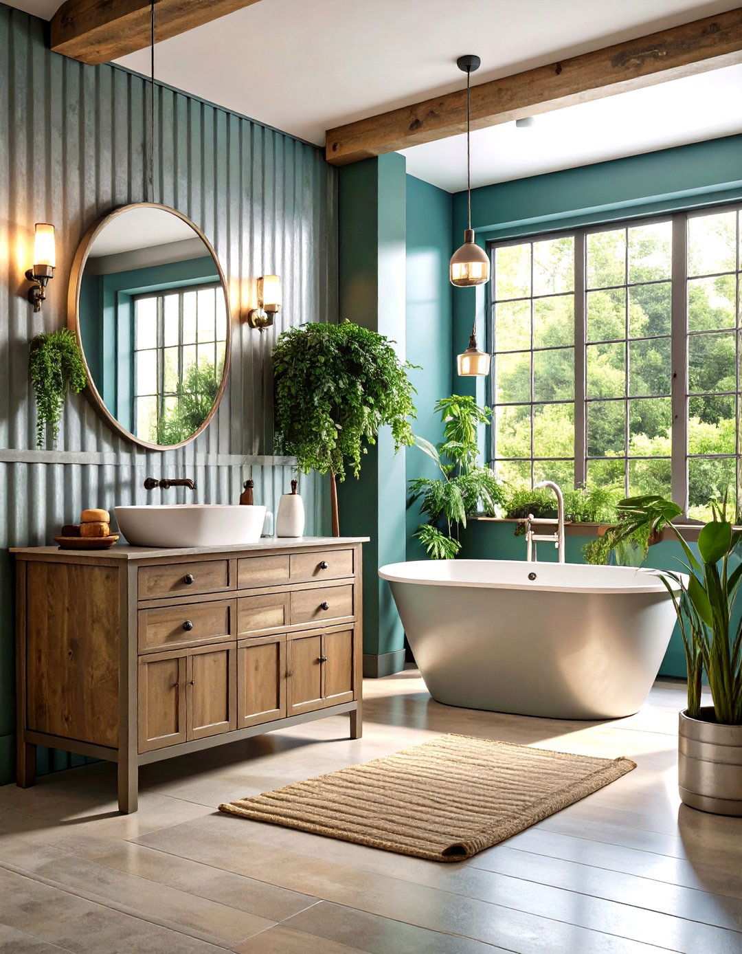 Galvanized Metal Accent Pieces - 24 Rustic Bathroom Ideas