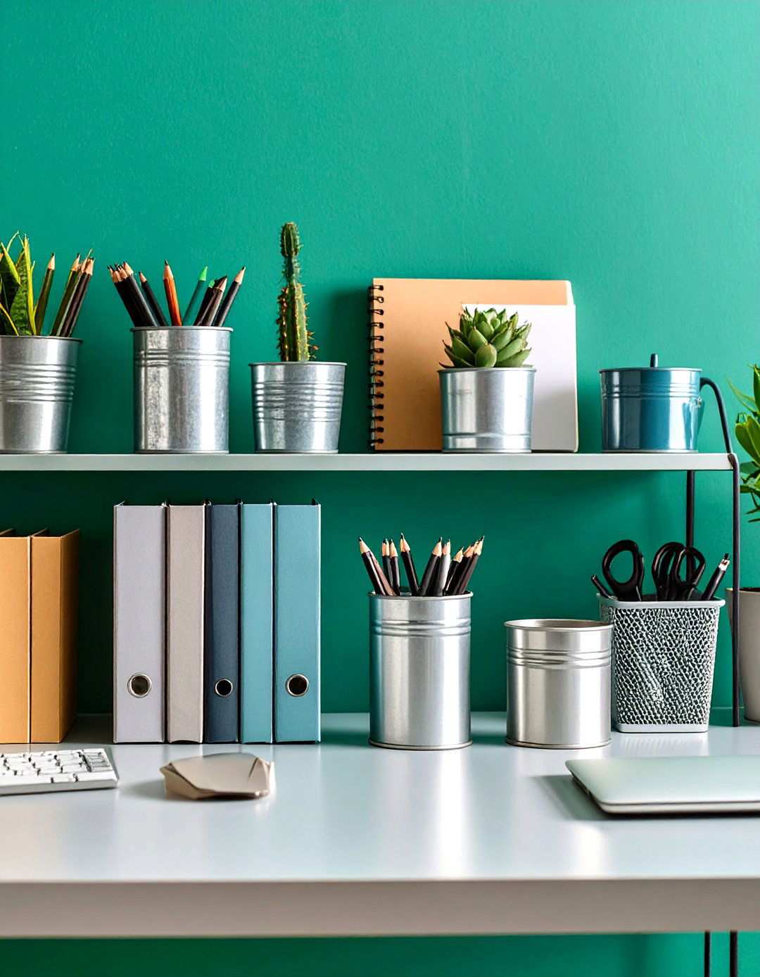 Galvanized Metal Accessories - 24 Rustic Home Office Ideas