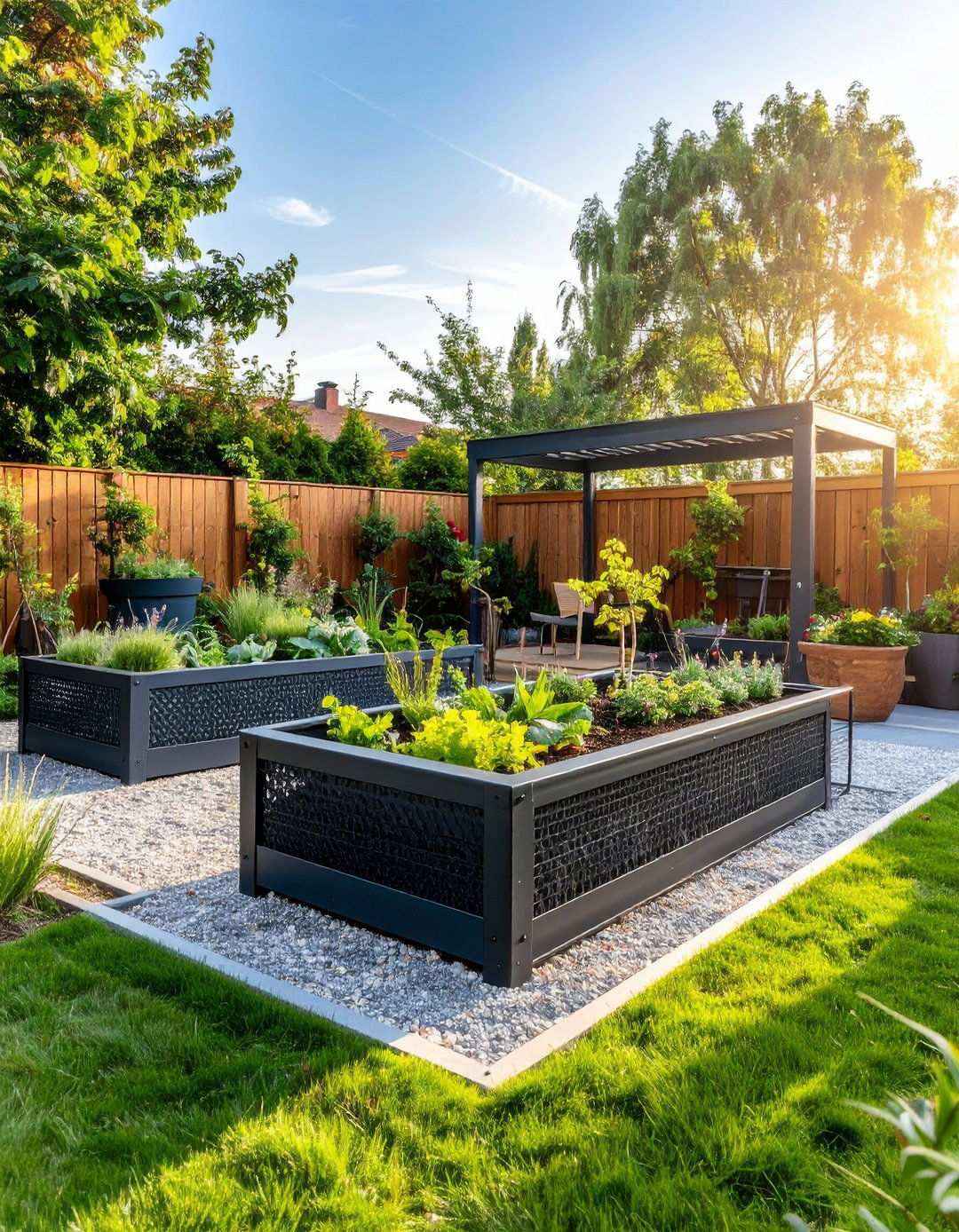 Galvanized Metal Raised Bed with Wire Mesh Screen - 24 Raised Garden Bed Along Fence Ideas