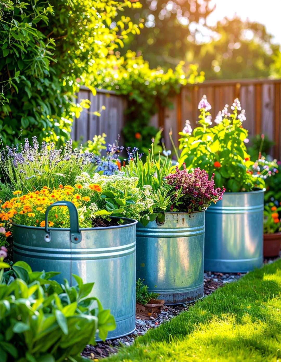 Galvanized Tub Garden Planters - 24 Rustic Patio Ideas