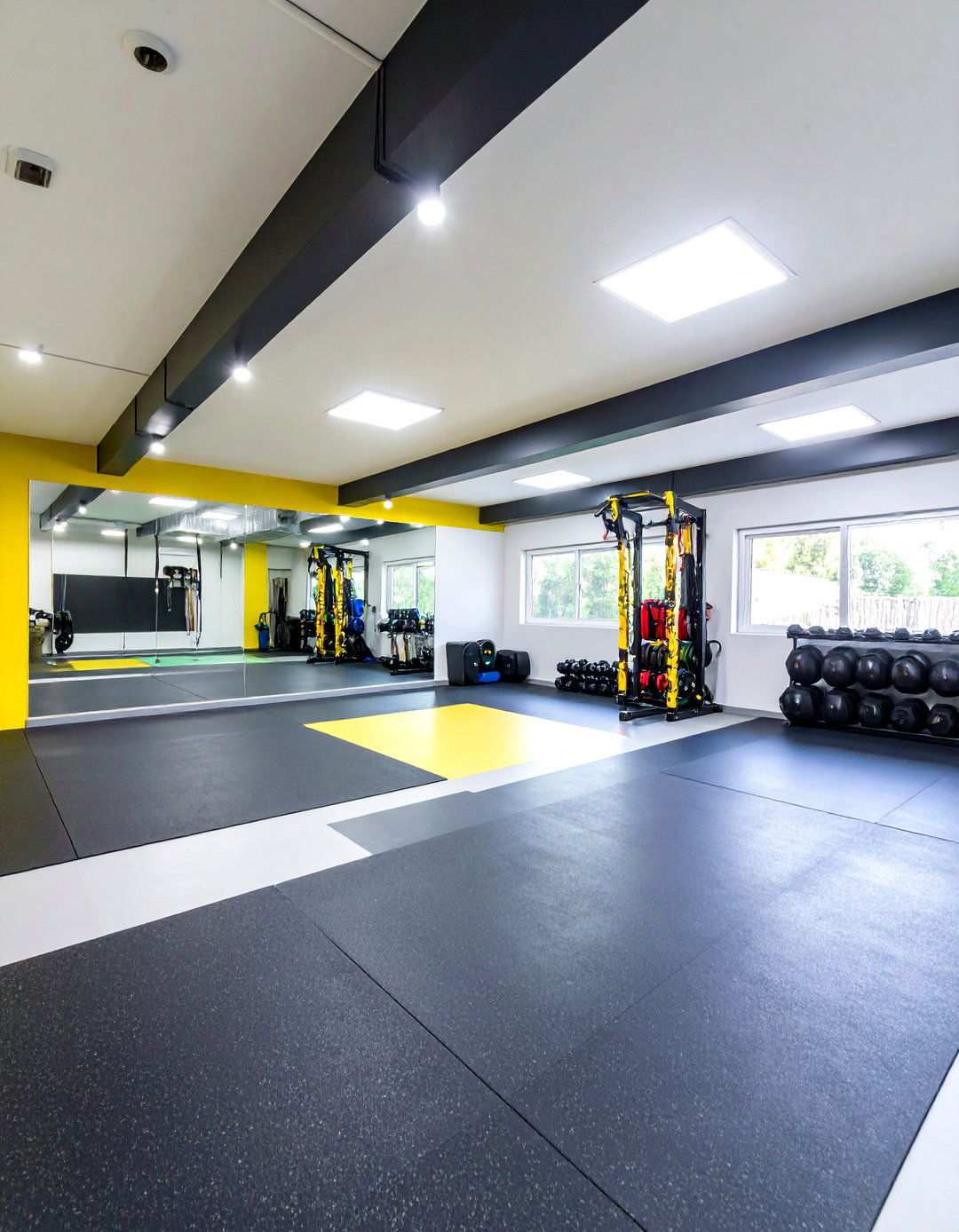 Garage Gym Conversion with Professional Flooring - 24 Small Home Gym Ideas