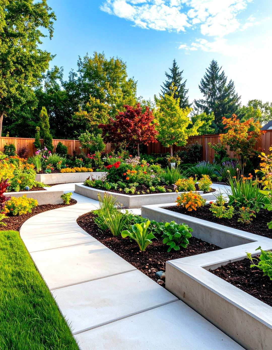 Garden Integration Raised Concrete Patio - 24 Raised Concrete Patio Ideas