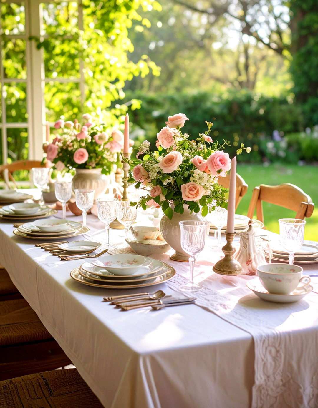 Garden Party Vintage Tablescape - 24 Tablescape Ideas