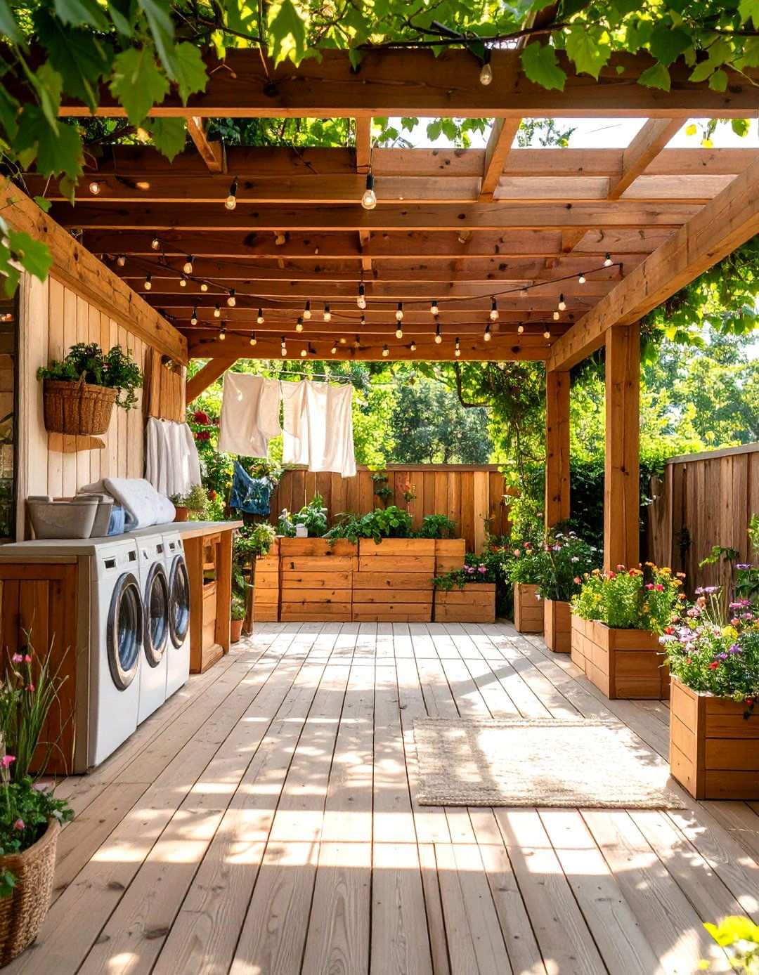 Garden Pergola Laundry Zone - 24 Outdoor Laundry Area Design Ideas