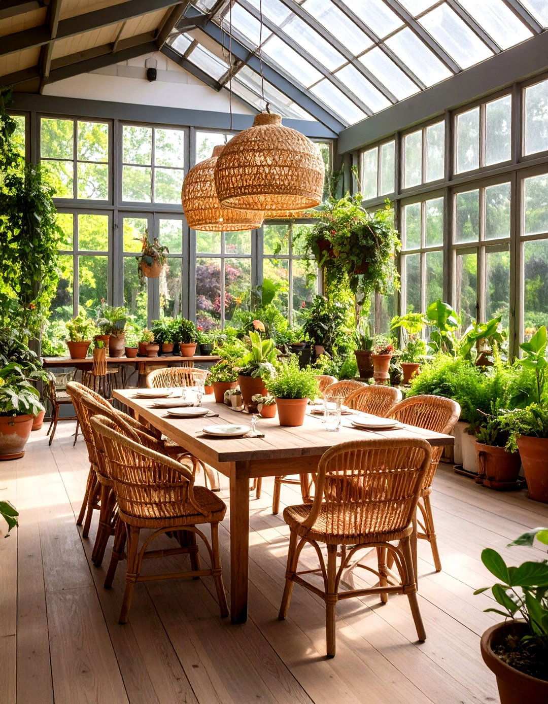 Garden Room Dining Area with Botanical Vintage Elements - 24 Vintage Dining Room Ideas
