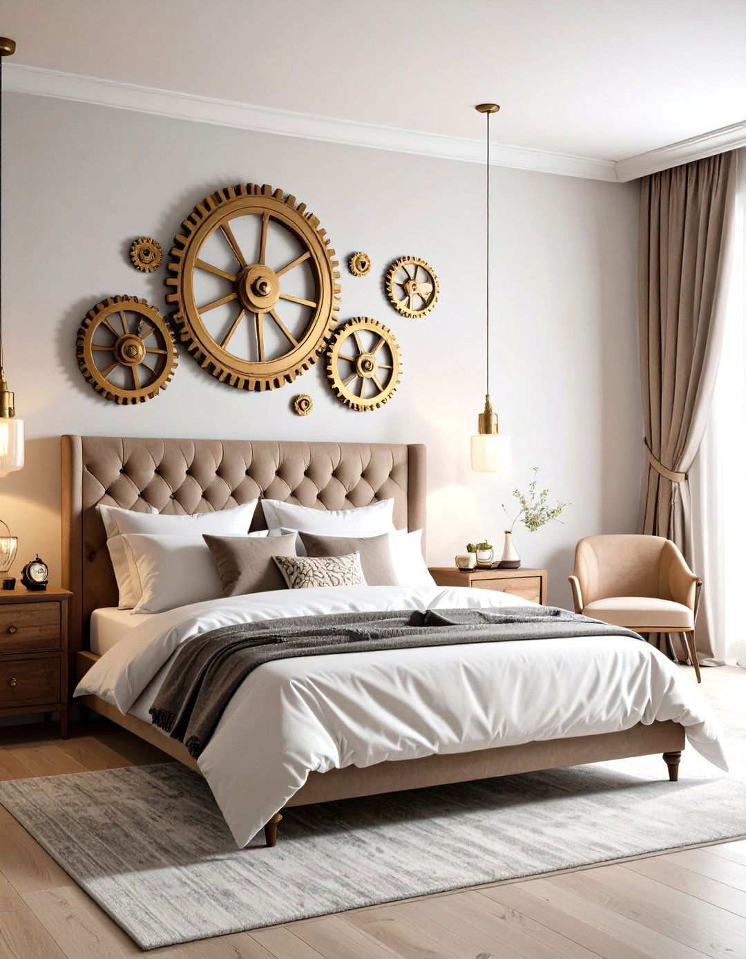 Gear and Cog Wall Art - 24 Steampunk Bedroom Ideas