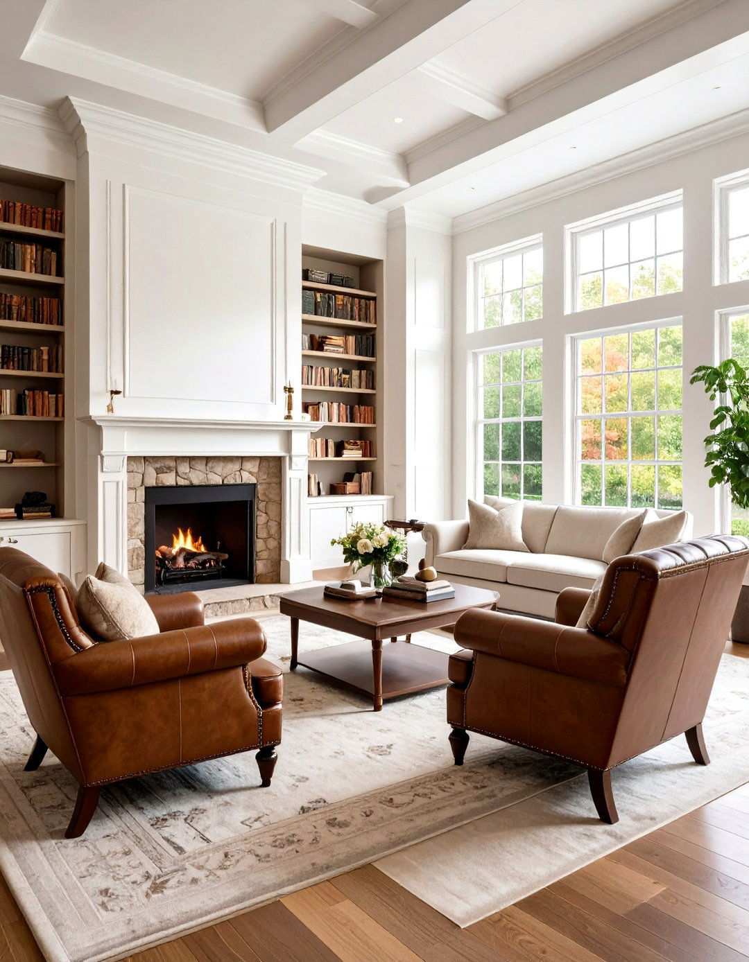 Gentlemans Club Reading Room with Fireplace - 24 Luxury Man Cave Ideas