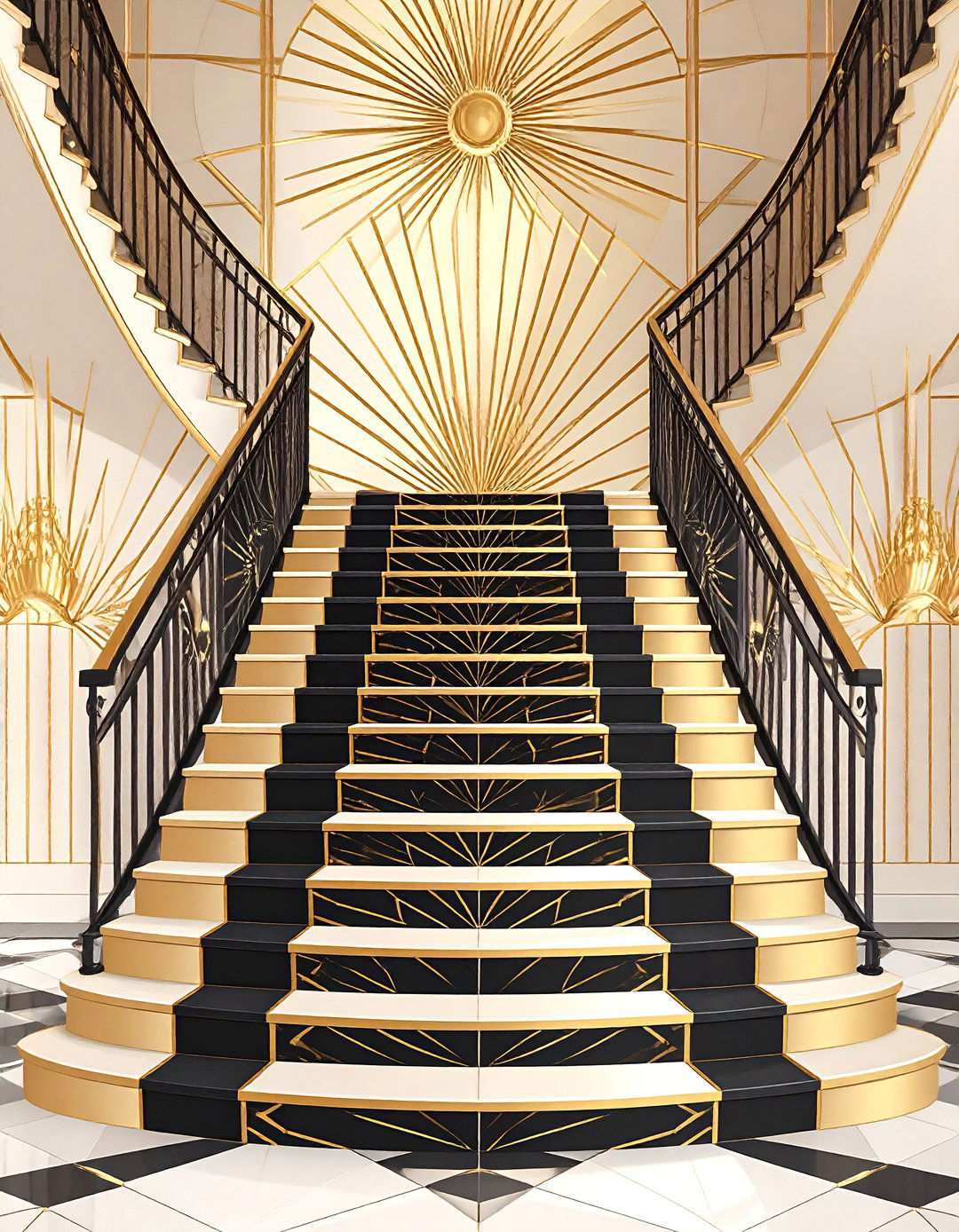 Geometric Art Deco Patterns - 24 Stair Riser Ideas