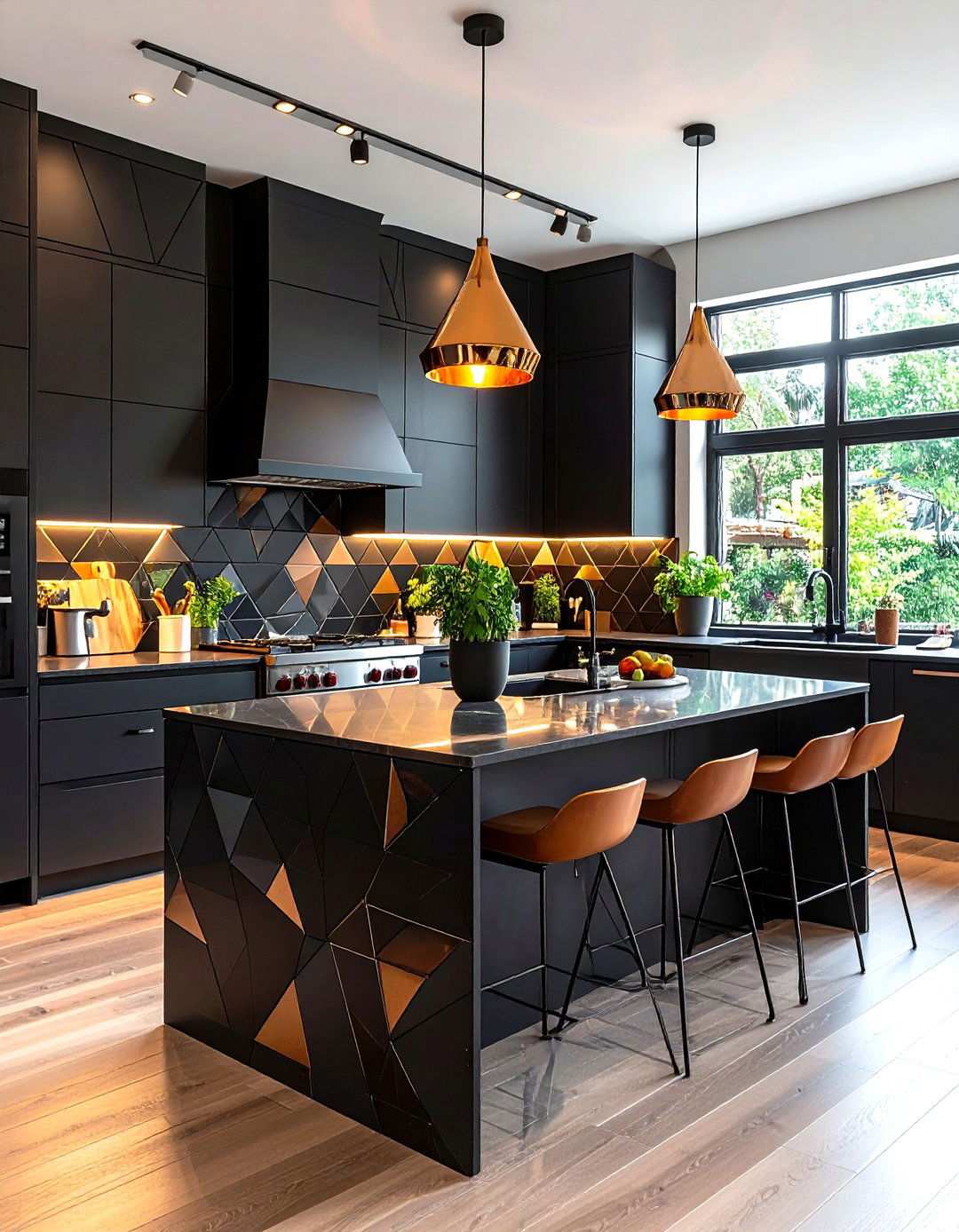 Geometric Black Backsplash Patterns - 24 Kitchen With Black Backsplash
