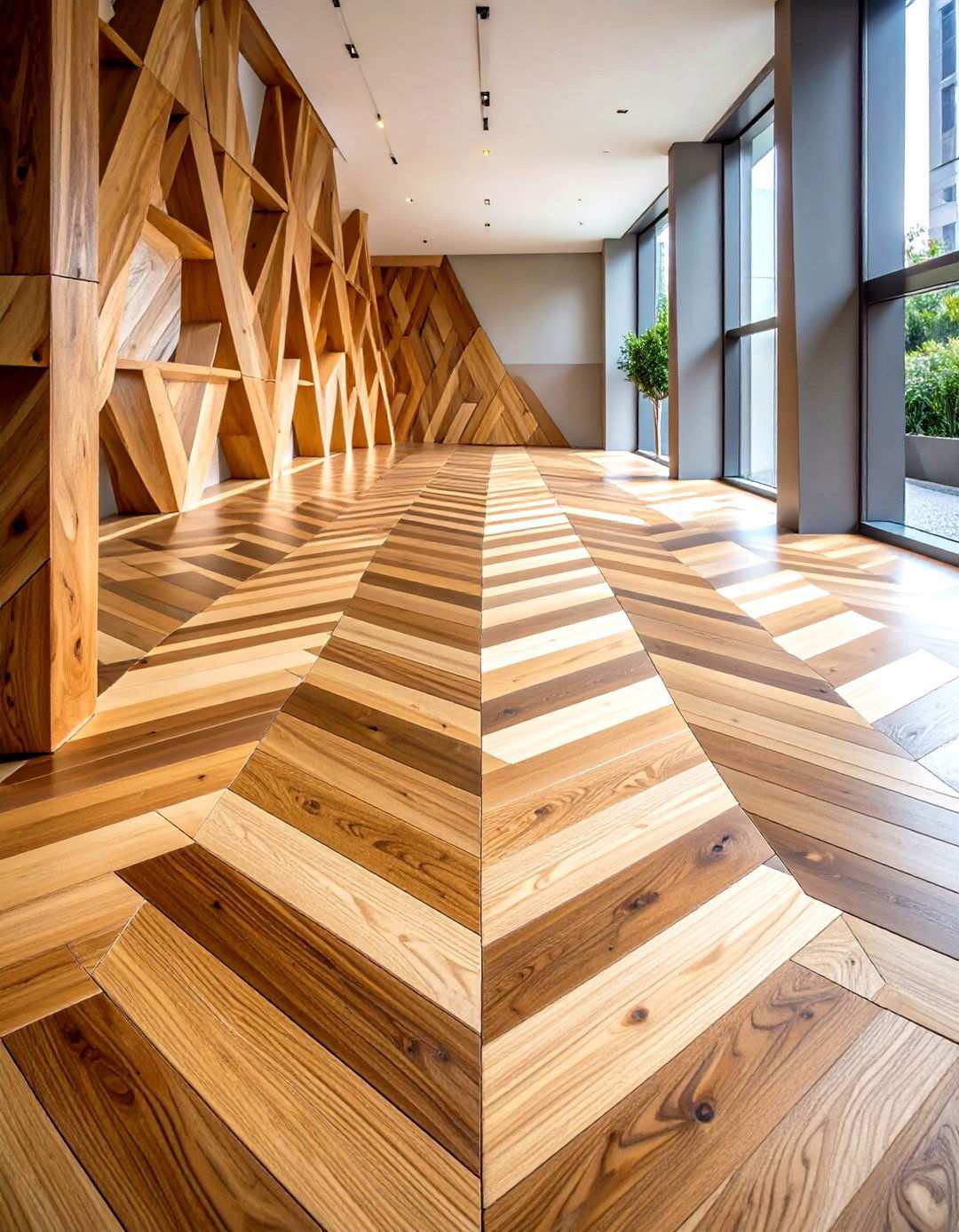 Geometric Crosshatch Wood Design - 24 Wooden Walkway Ideas