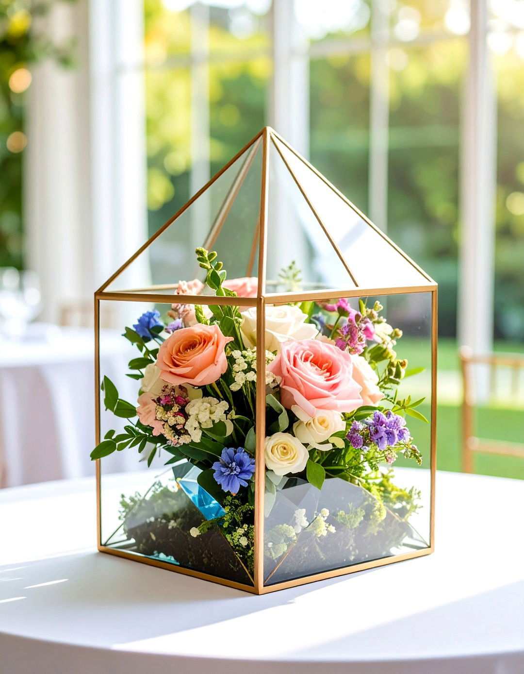 Geometric Glass Terrarium Style - 24 Wedding Card Box Ideas