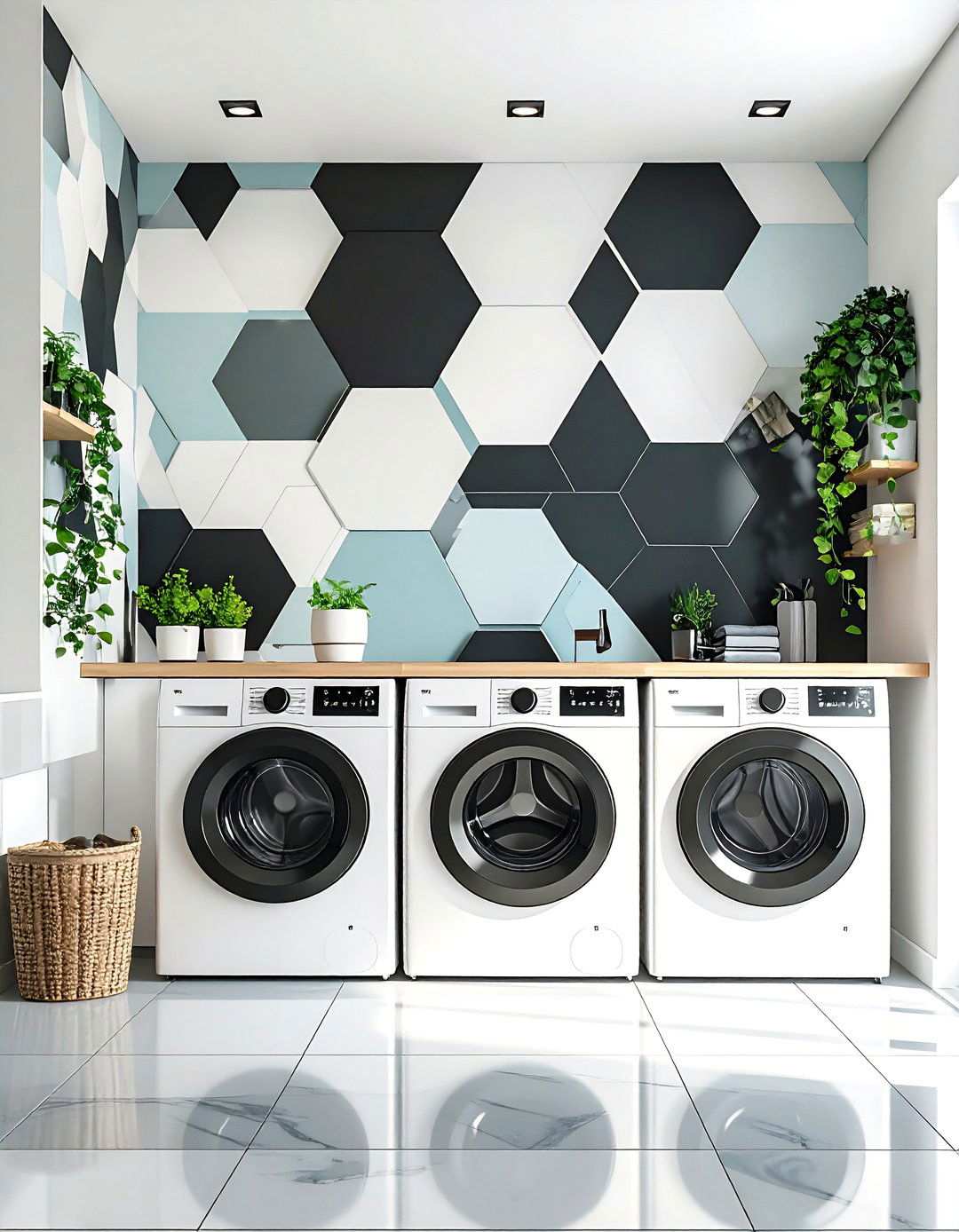 Geometric Hexagon Patterns - 24 Laundry Room Wallpaper Ideas