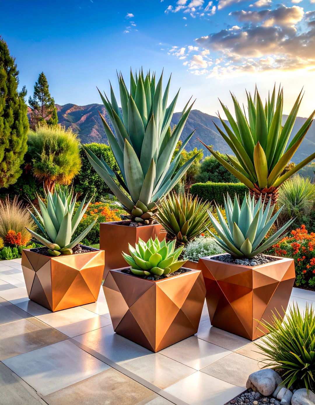 Geometric Metal Planter Collections - 24 Outdoor Succulent Container Ideas