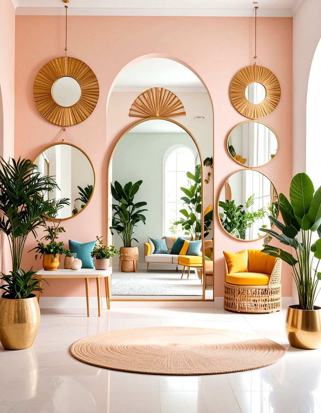 Geometric Mirror Arrangements - 24 Modern Entryway Ideas