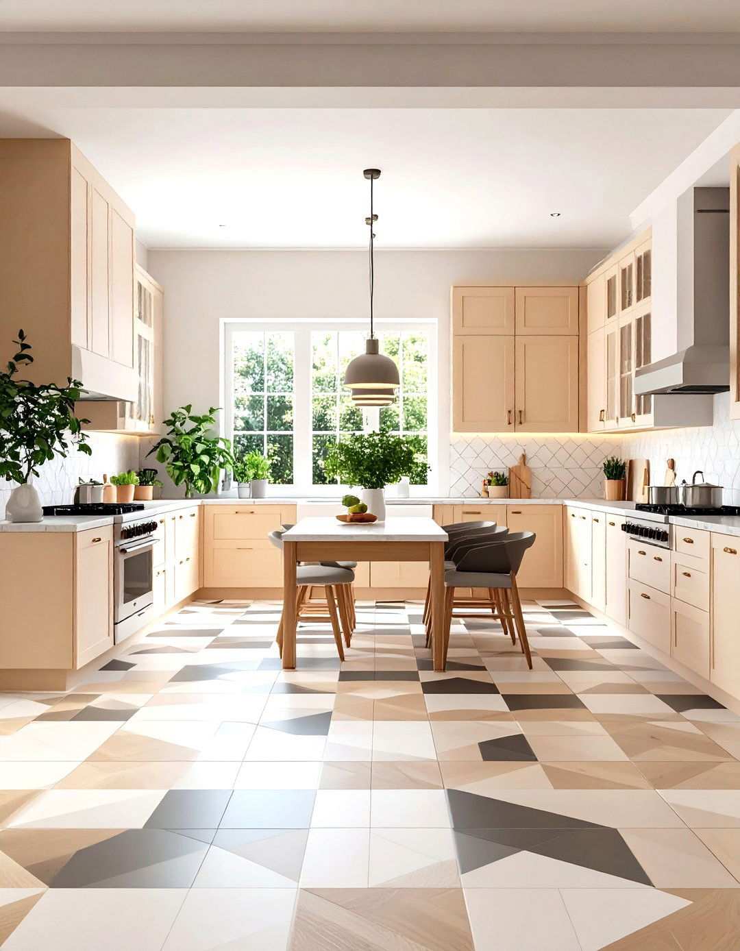 Geometric Modern Checkered Kitchen - 24 Kitchens With Checkered Floors