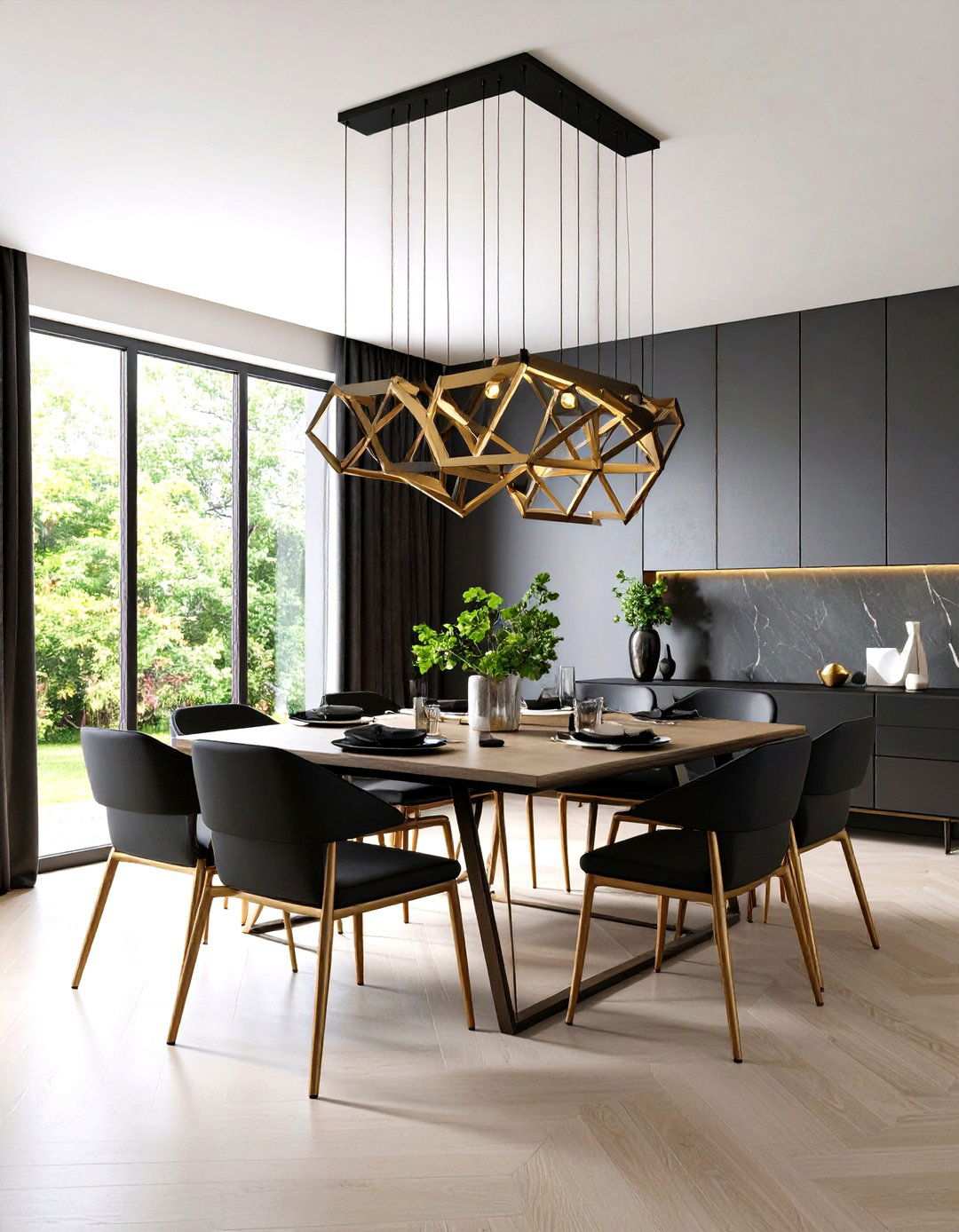 Geometric Modern Fixtures - 24 Small Dining Room Lighting Ideas