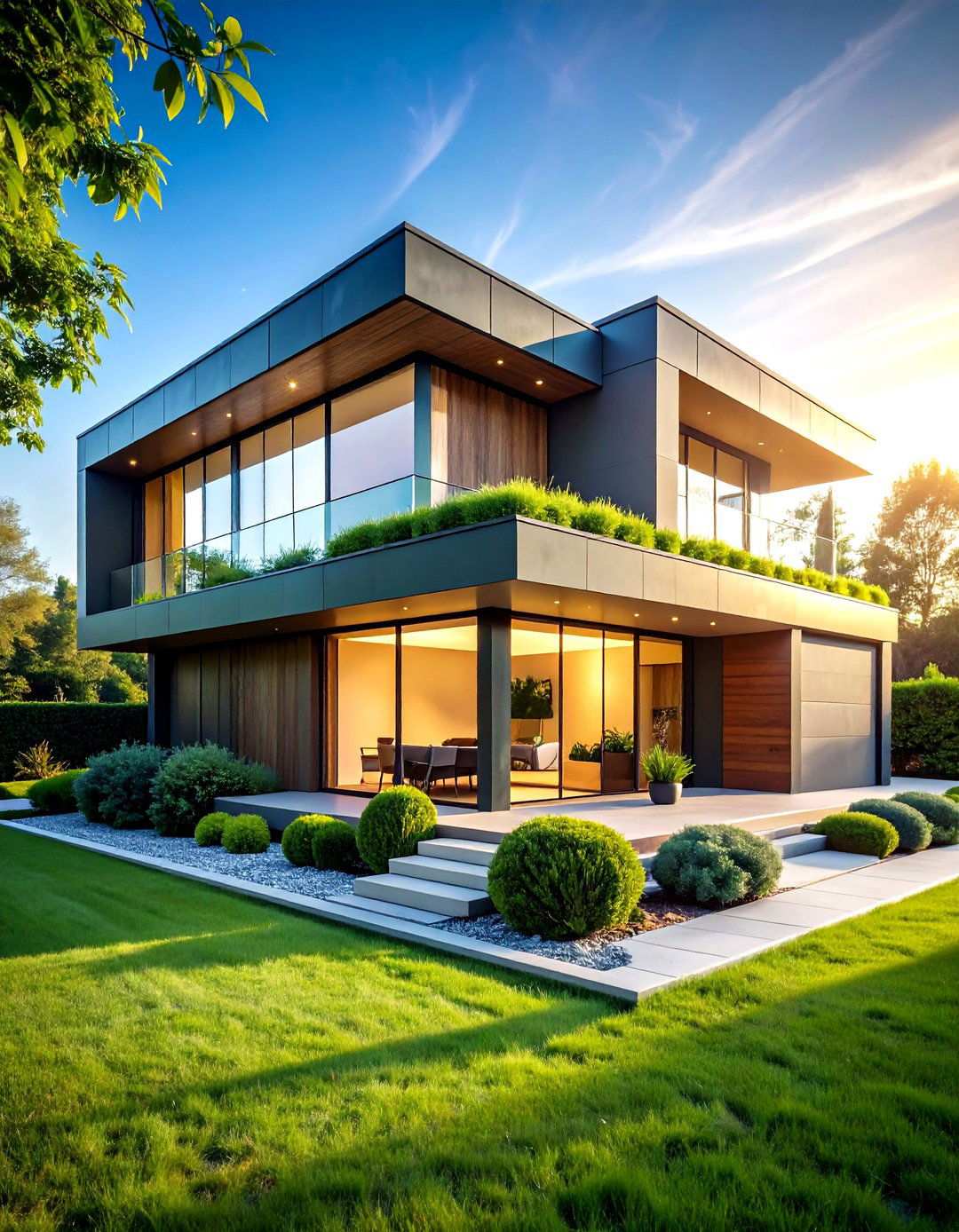 Geometric Modern Green Roof Designs - 24 Houses With Green Roofs