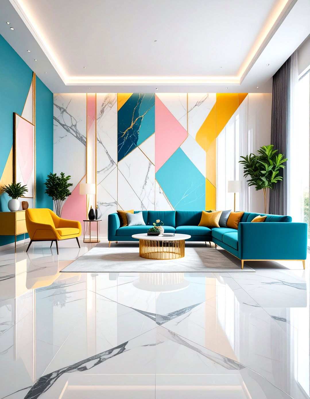 Geometric Modern Patterns - 24 Marble Fireplace Ideas