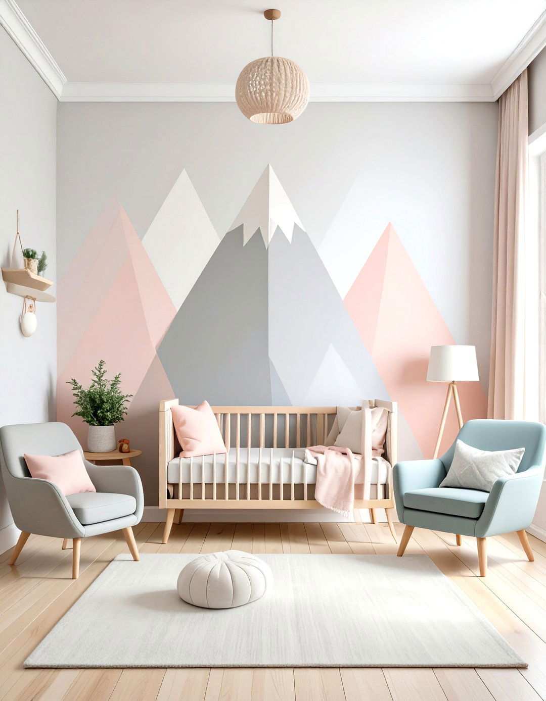 Geometric Mountain Range - 24 Nursery Accent Wall Ideas
