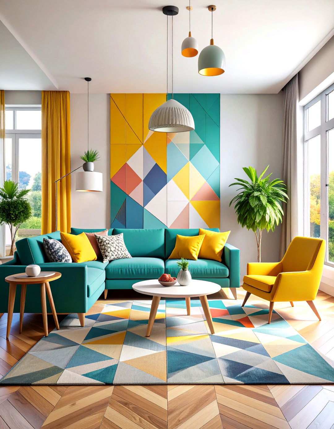 Geometric Pattern Compositions - 24 Large Wall Art Ideas