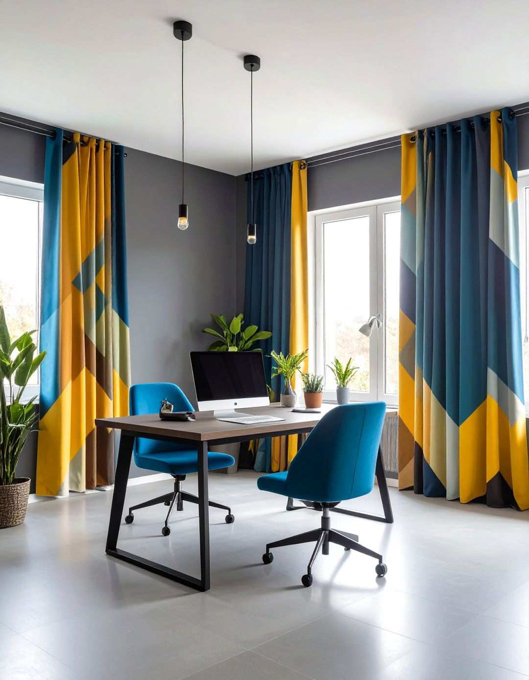 Geometric Pattern Curtains for Modern Edge - 24 What Color Curtains Go With Gray Walls