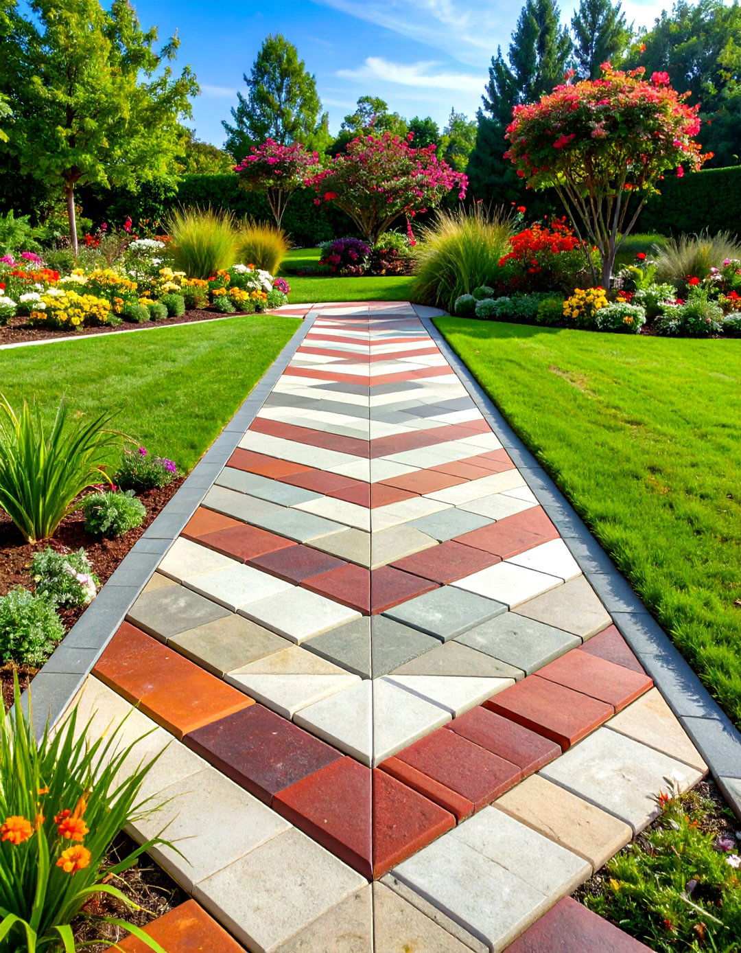 Geometric Pattern Diamond Layout - 24 Paver Walkway Ideas