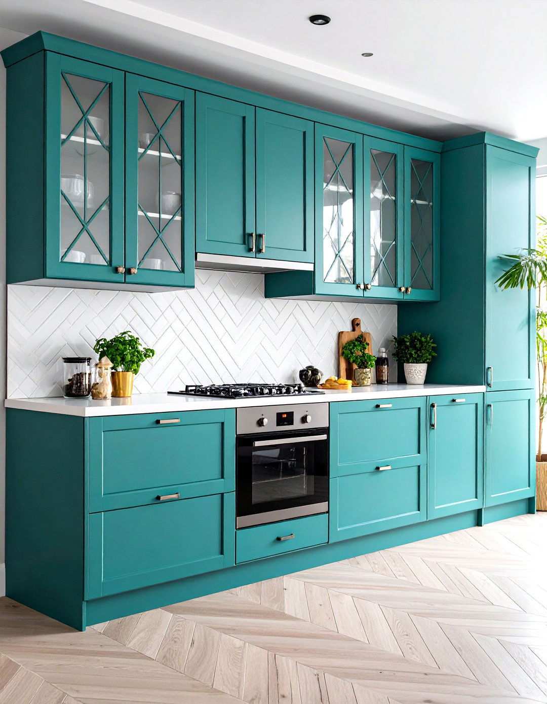 Geometric Pattern Glass - 24 Modern Style Glass Kitchen Cabinets