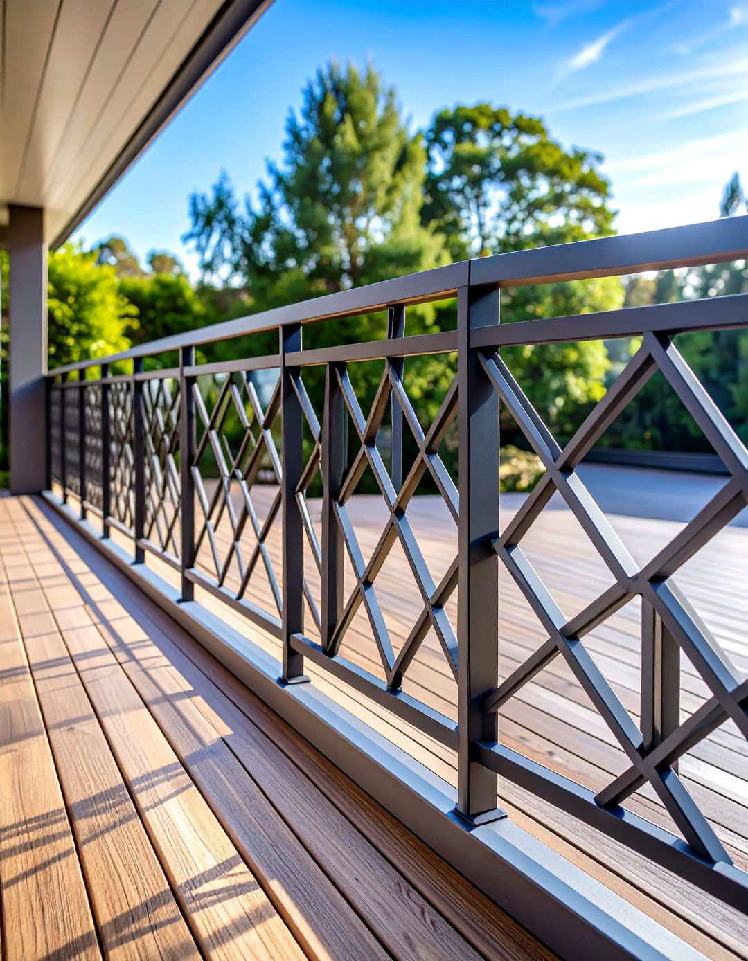 Geometric Pattern Metal Railings - 24 Metal Deck Railing Ideas