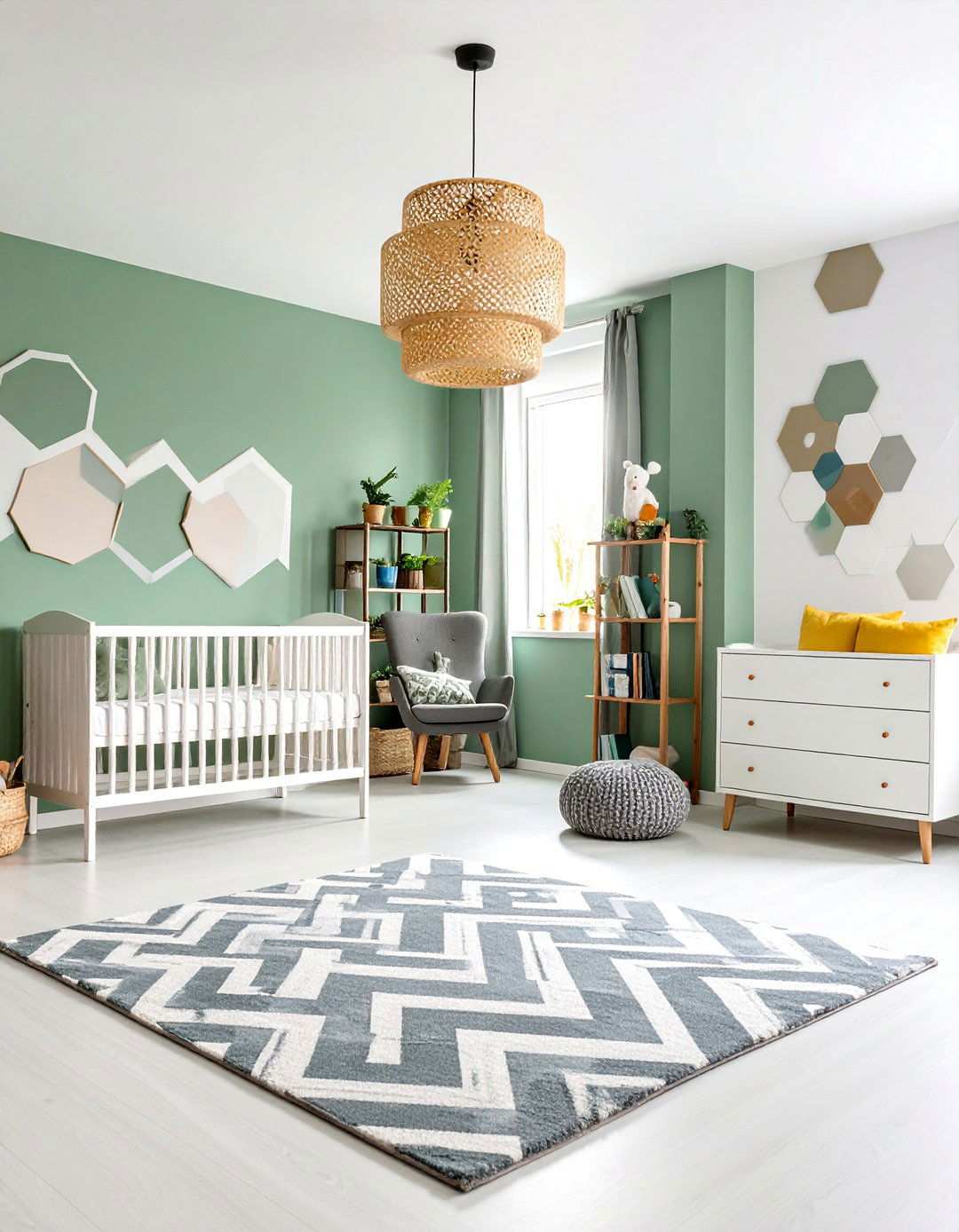 Geometric Pattern Play - 24 Sage Green Nursery Ideas