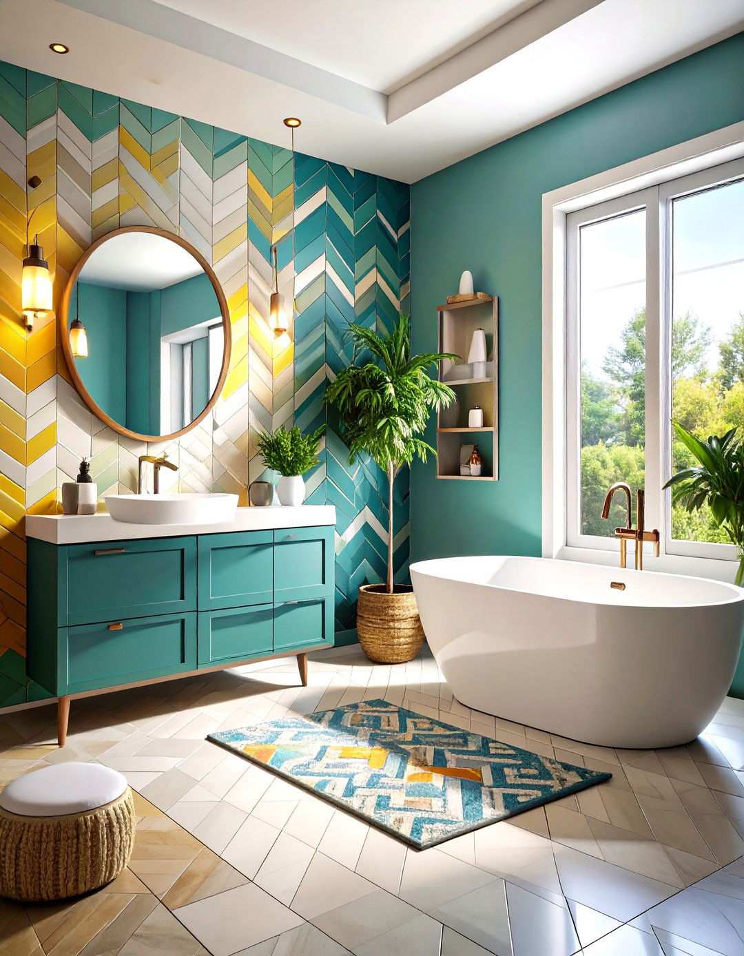 Geometric Pattern Tile Bathroom - 24 Masculine Bathroom Ideas