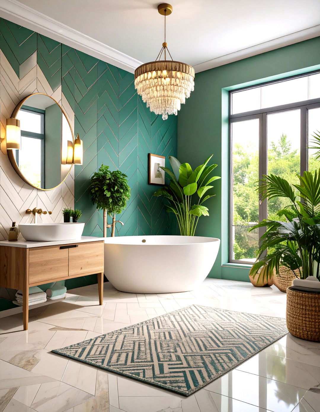 Geometric Pattern Wet Room - 24 Wet Room Ideas