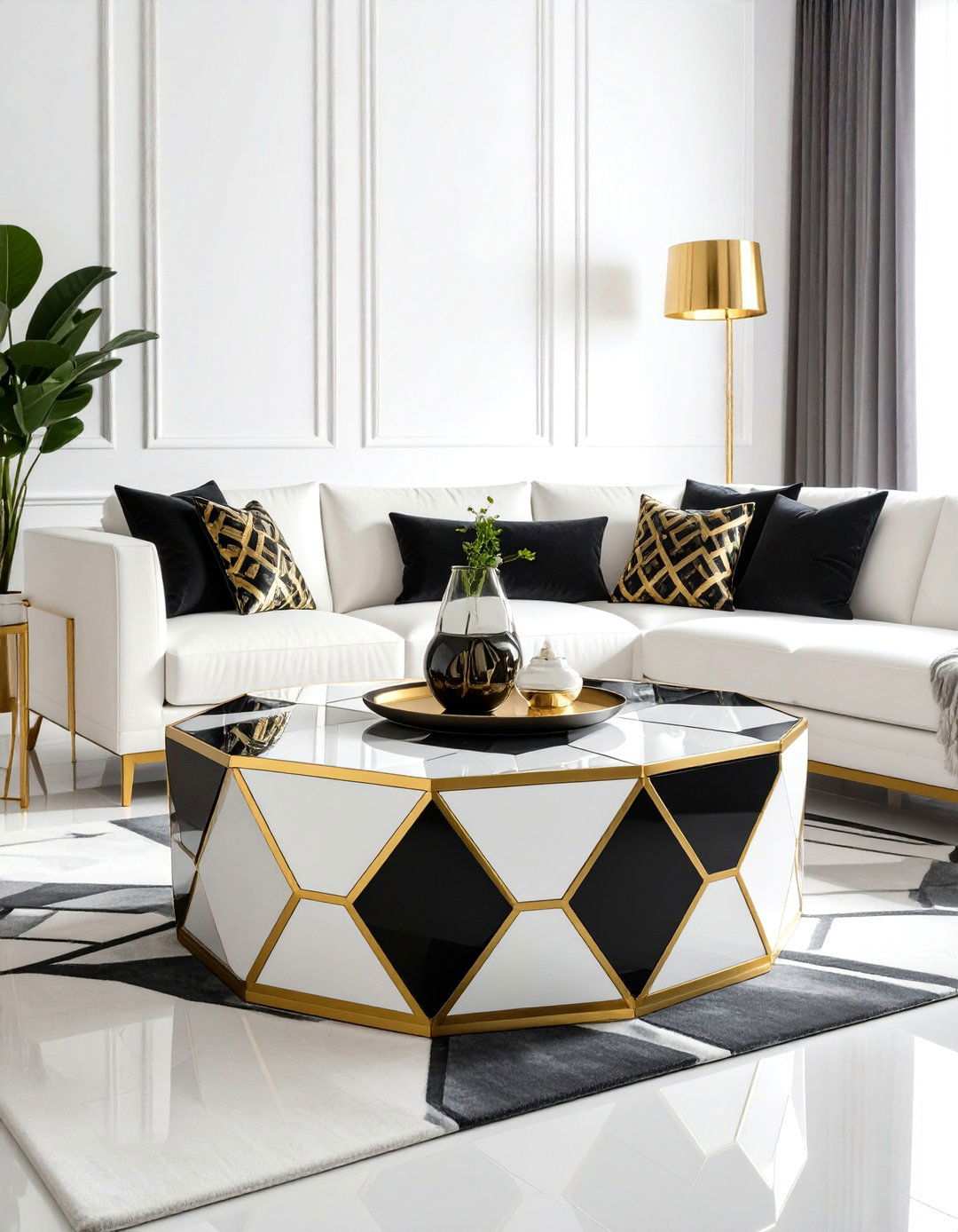 Geometric Patterned Coffee Tables - 24 Painted Furniture Ideas