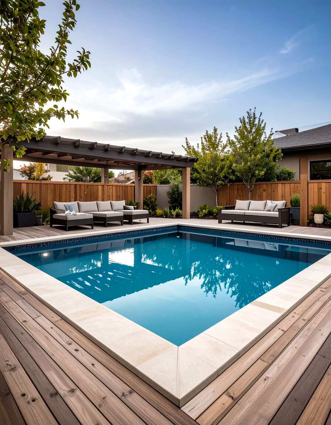 Geometric Square Pool with Corner Spa - 24 Small Inground Pool Ideas