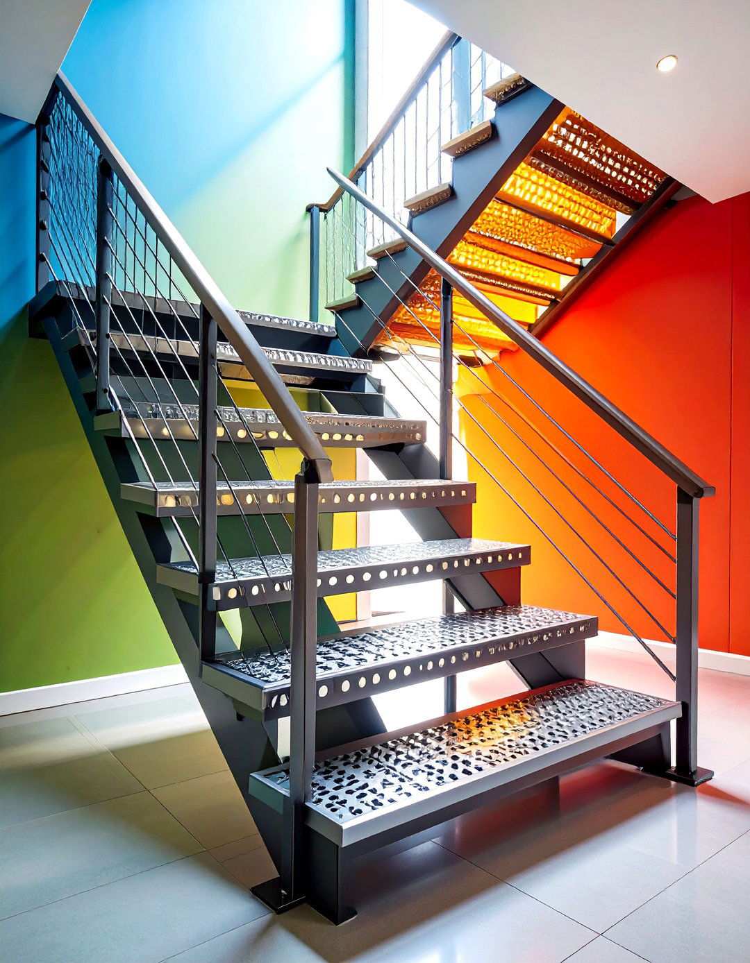 Geometric Steel Plate Design with Open Patterns - 24 Open Staircase Ideas