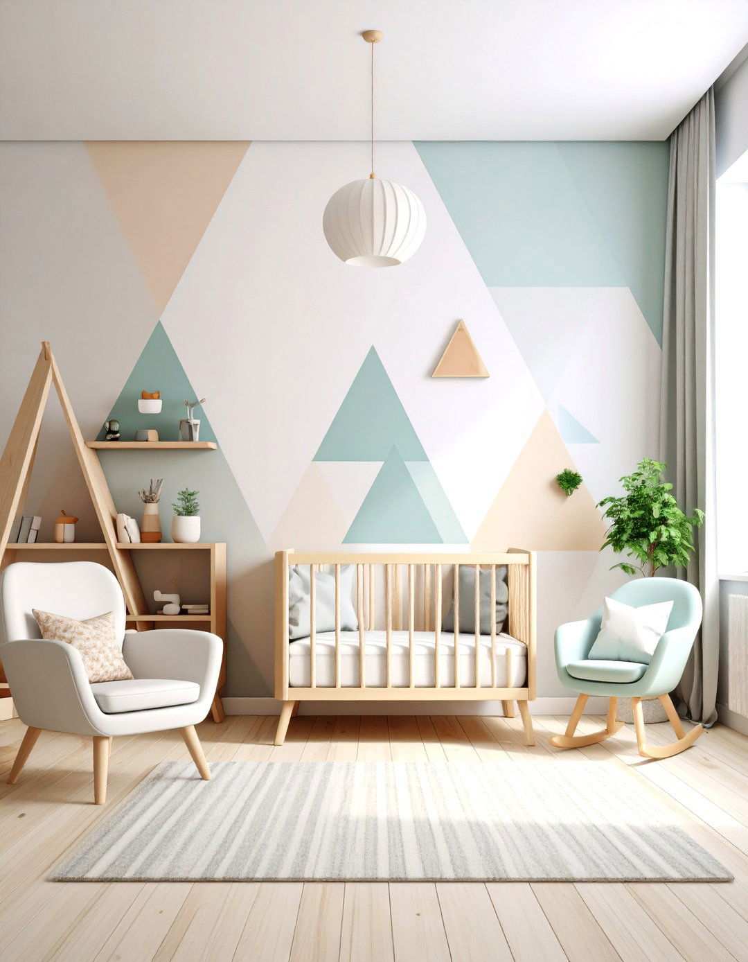 Geometric Triangle Pattern - 24 Nursery Accent Wall Ideas