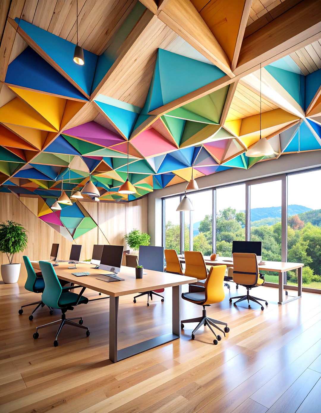 Geometric Triangle Plywood Ceiling - 24 Plywood Ceiling Ideas