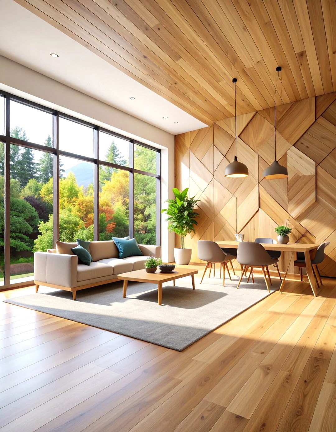 Geometric Wall Panel Installation - 24 High Ceiling Tall Wall Decor Ideas