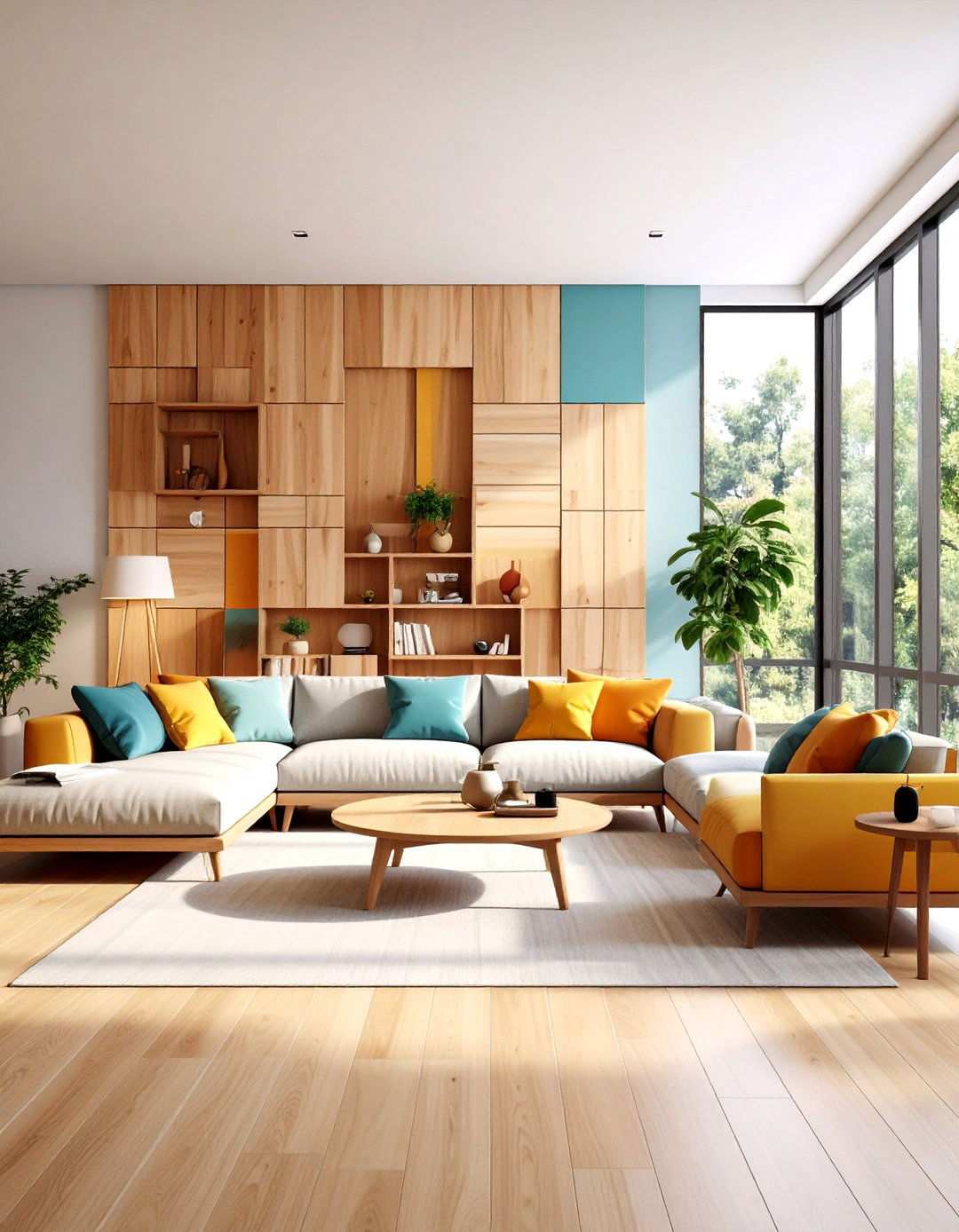 Geometric Wood Panel Design - 24 Wood Accent Wall Ideas