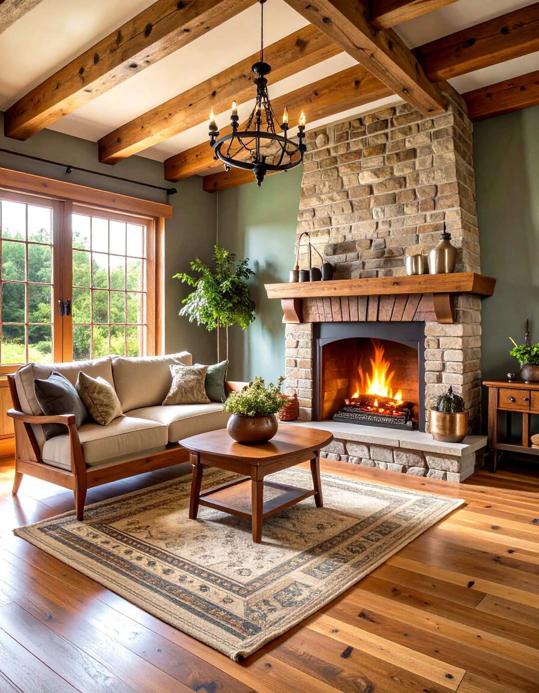 German Smear Brick Cottage Retreat - 24 Rustic Living Room With a Brick Fireplace Ideas