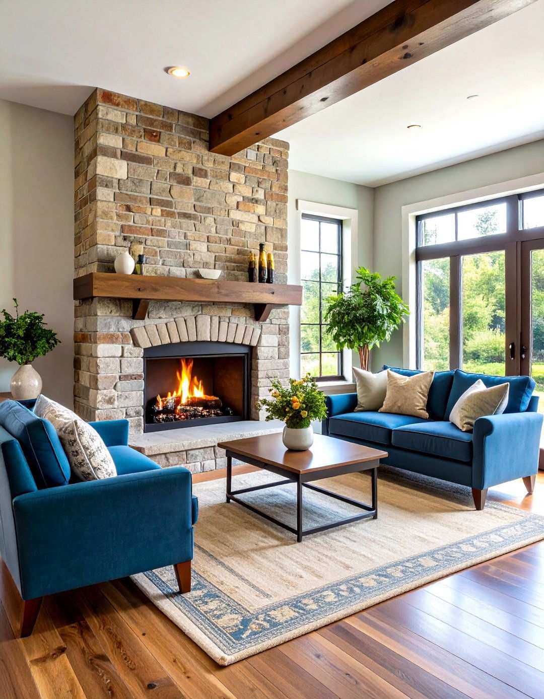 German Smear Technique Brick Fireplace - 24 Rustic Brick Fireplace Ideas