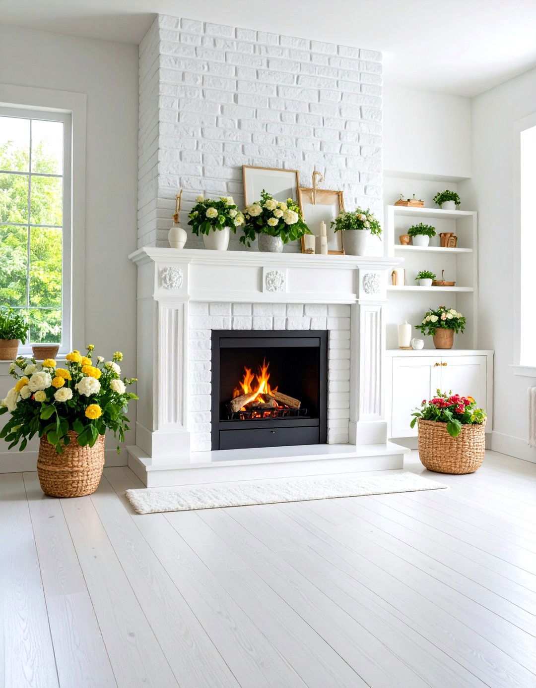German Smear White Brick Technique - 24 White Brick Fireplace Ideas