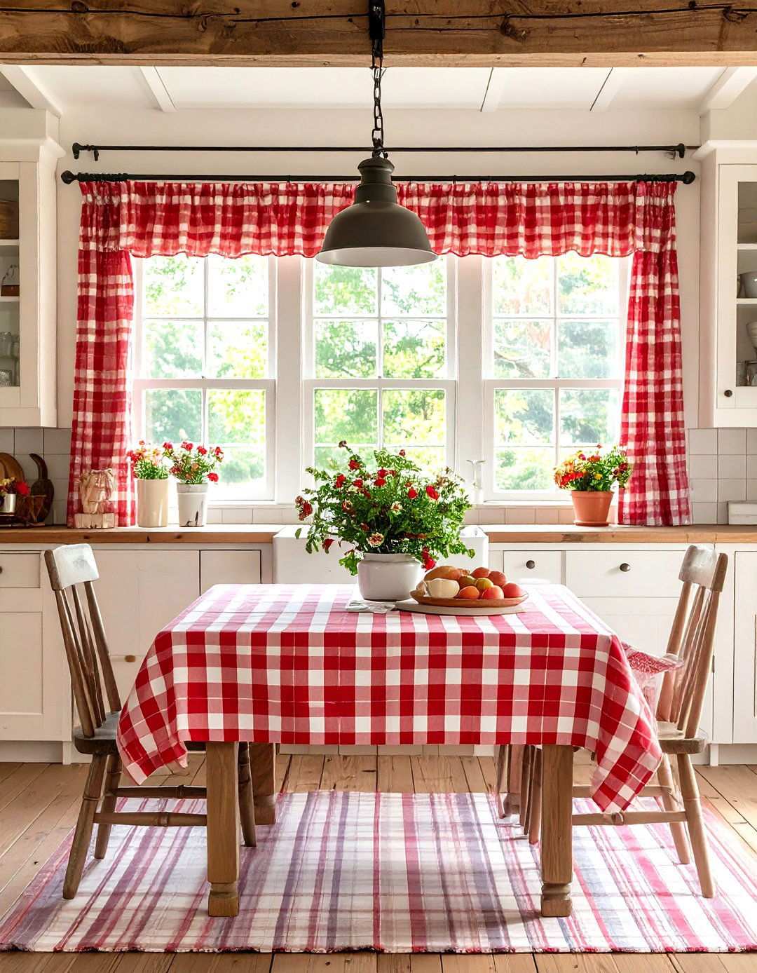 Gingham and Plaid Textile Elements - 24 Primitive Kitchen Ideas