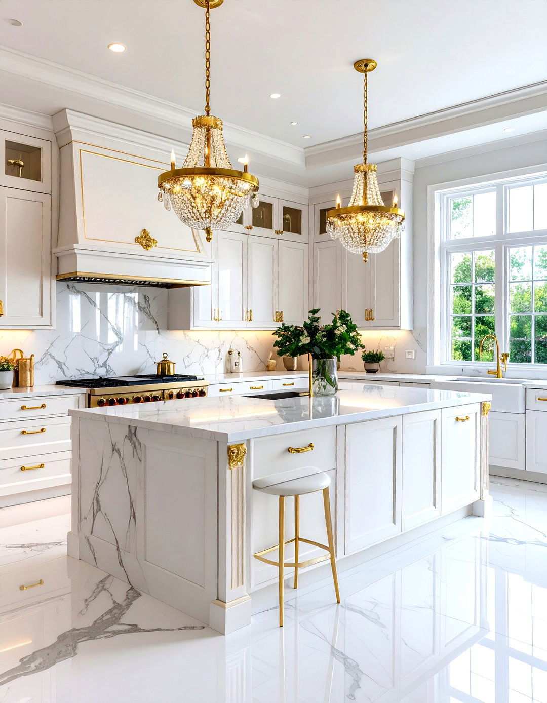 Glam White and Gold Kitchen Design - 24 White and Gold Kitchen Ideas