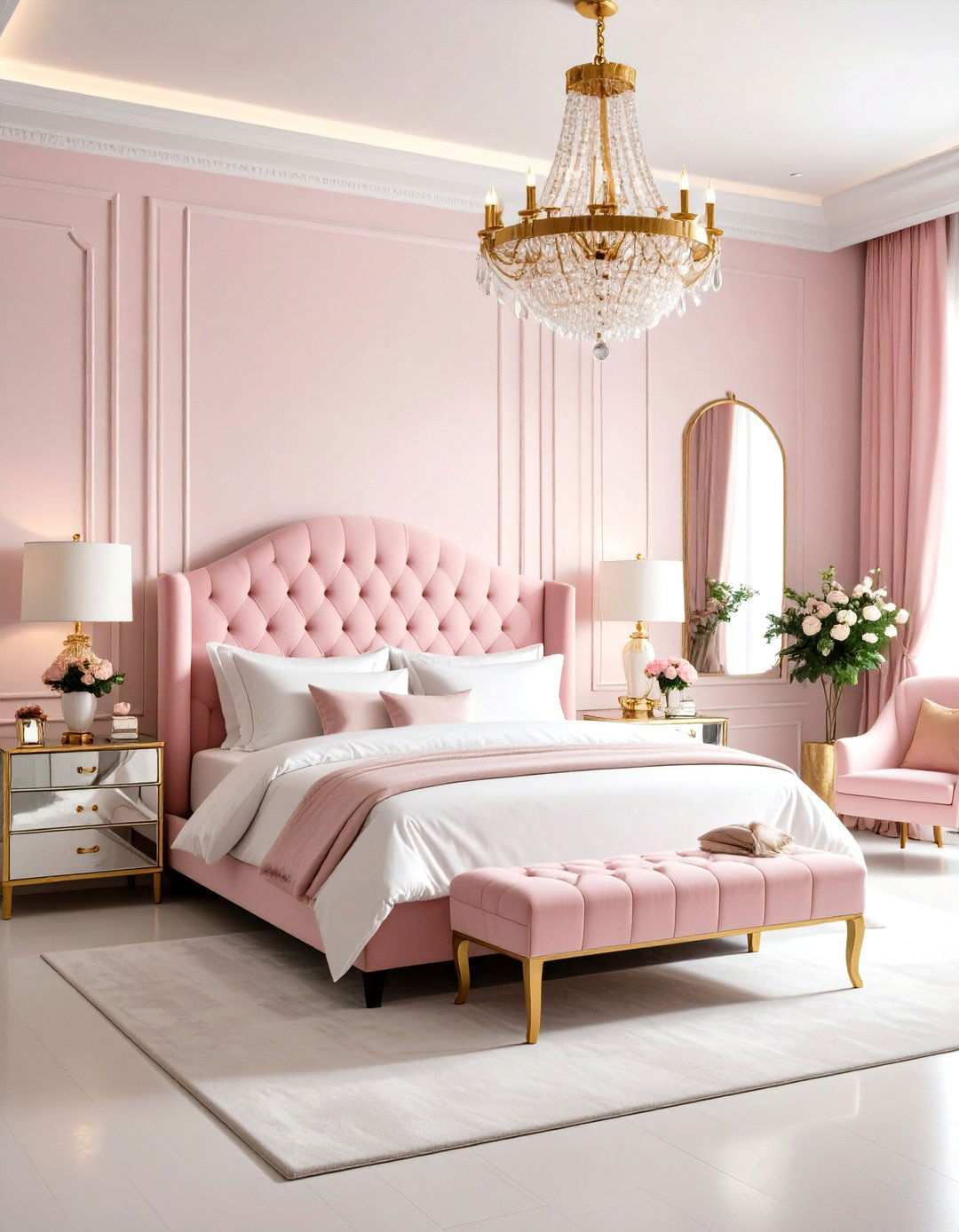 Glamorous Pink White Bedroom - 24 Pink and White Bedroom Ideas