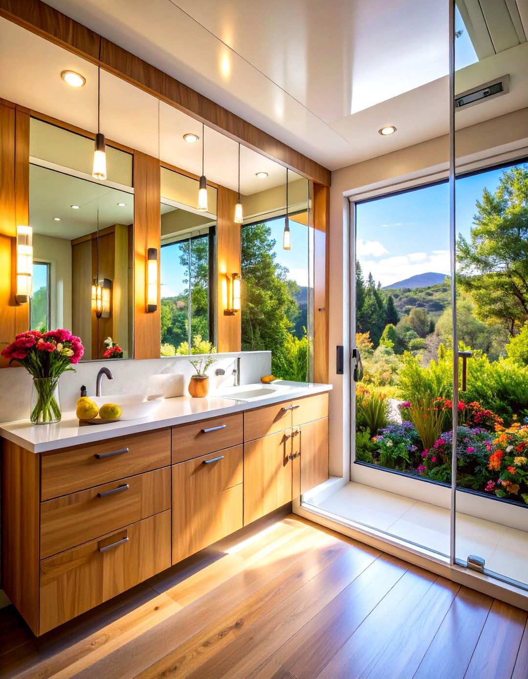 Glass and Mirror Expansion Illusion - 24 Small Rv Bathroom Ideas