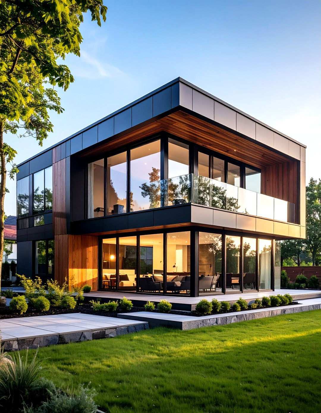 Glass and Steel Frame Combinations - 24 Minimalist House Exterior Ideas