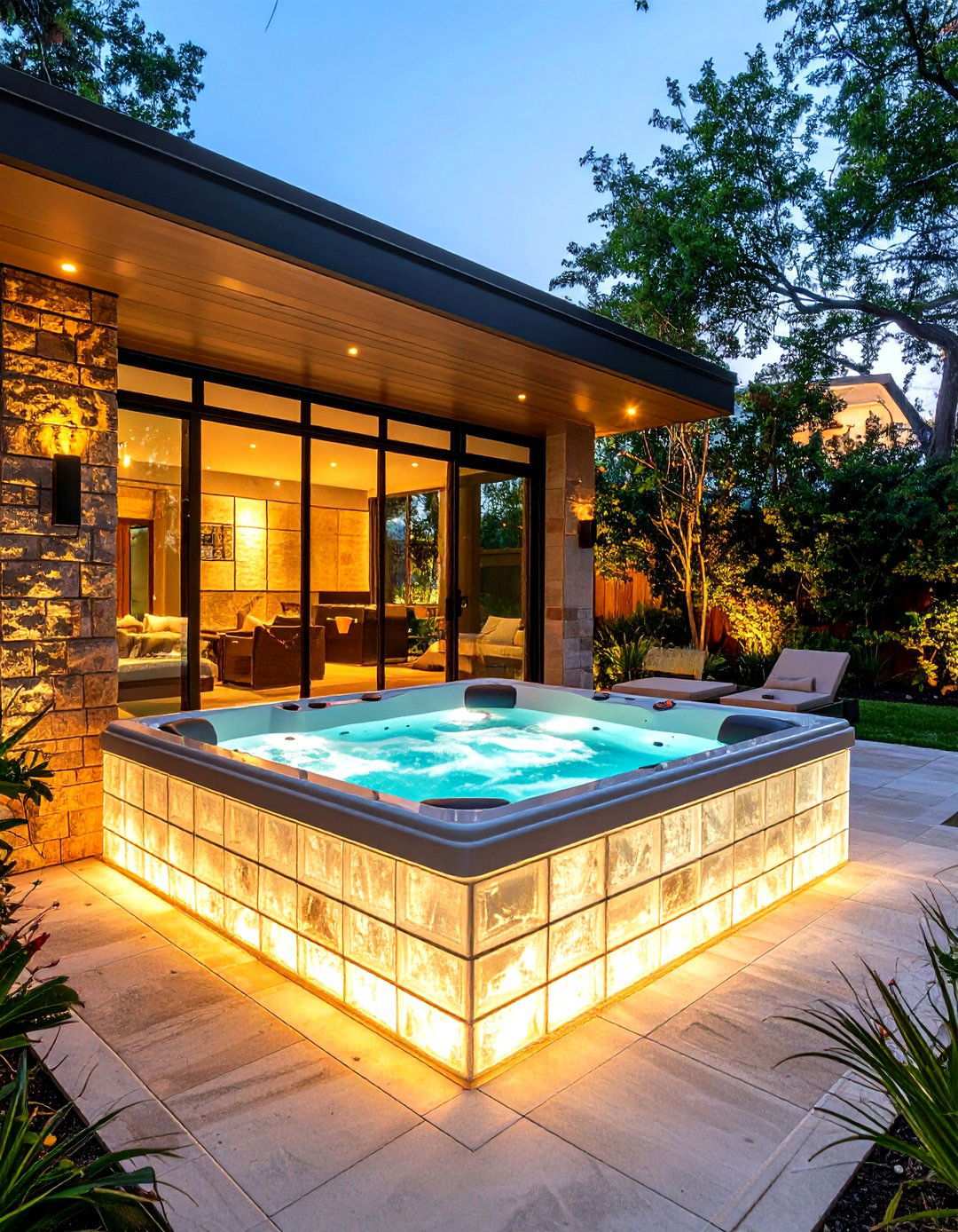 Glass Block Wall System - 24 Hot Tub Enclosure Ideas