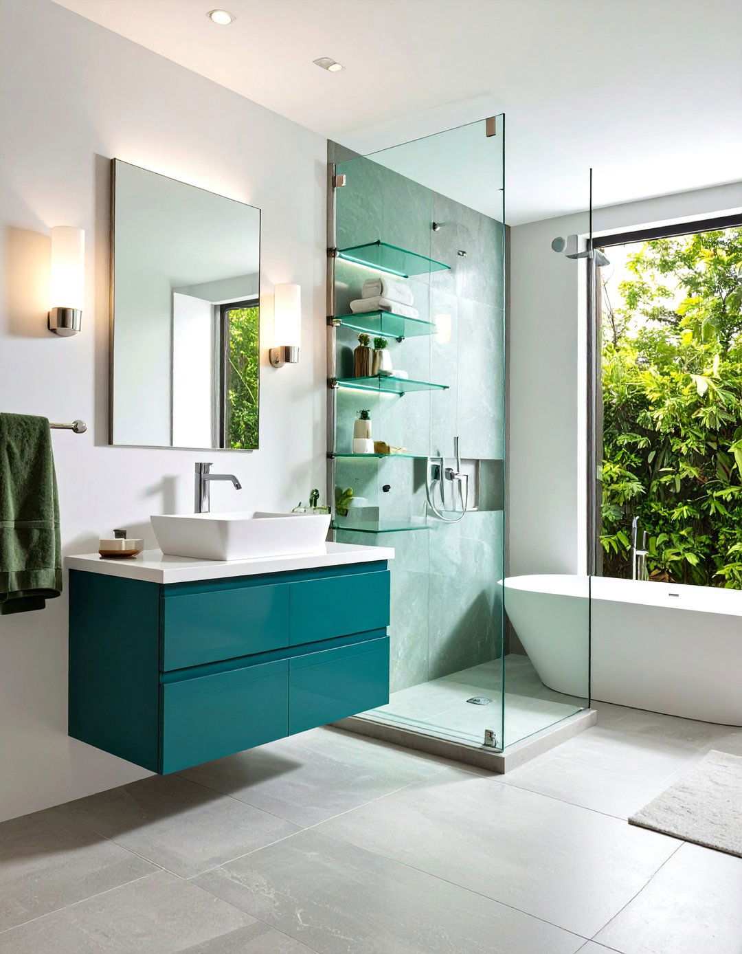 Glass Corner Shelf Configuration - 24 Pedestal Sink Storage Ideas
