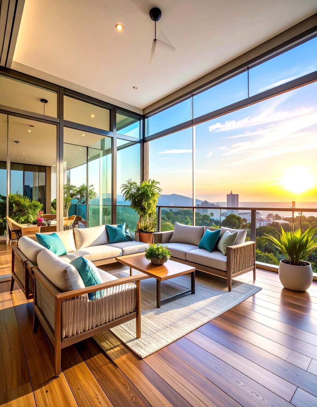 Glass Enclosed Penthouse Balcony for Year Round Use - 24 Penthouse Balcony Ideas